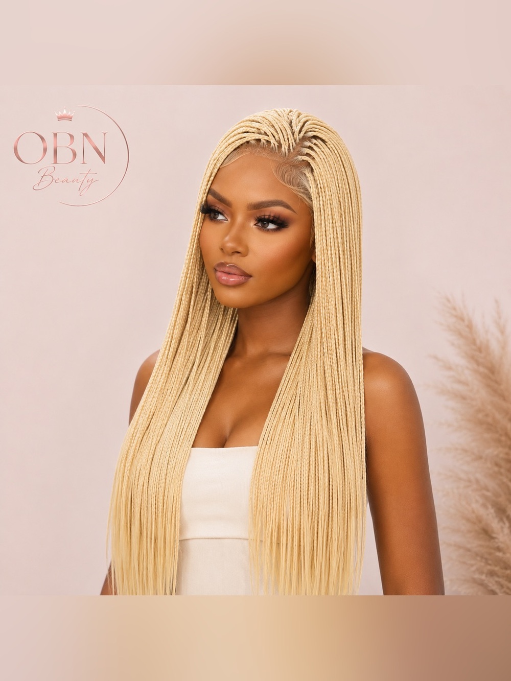 OBN Beauty Blonde Micro Braid Lace Front Wig – 24” #613 - Picture 3 of 7